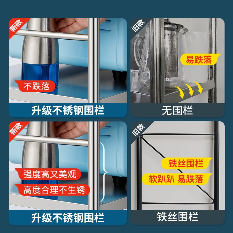 厨房微波炉置物架落地多层不锈钢用品家用大全烤箱收纳架子小推车收纳层架 三维工匠高清大图