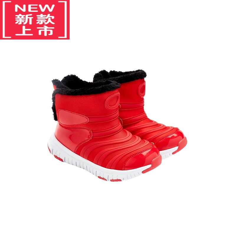 可莉允毛毛虫雪地靴童鞋男童靴加厚保暖短靴冬季儿童加绒运动鞋