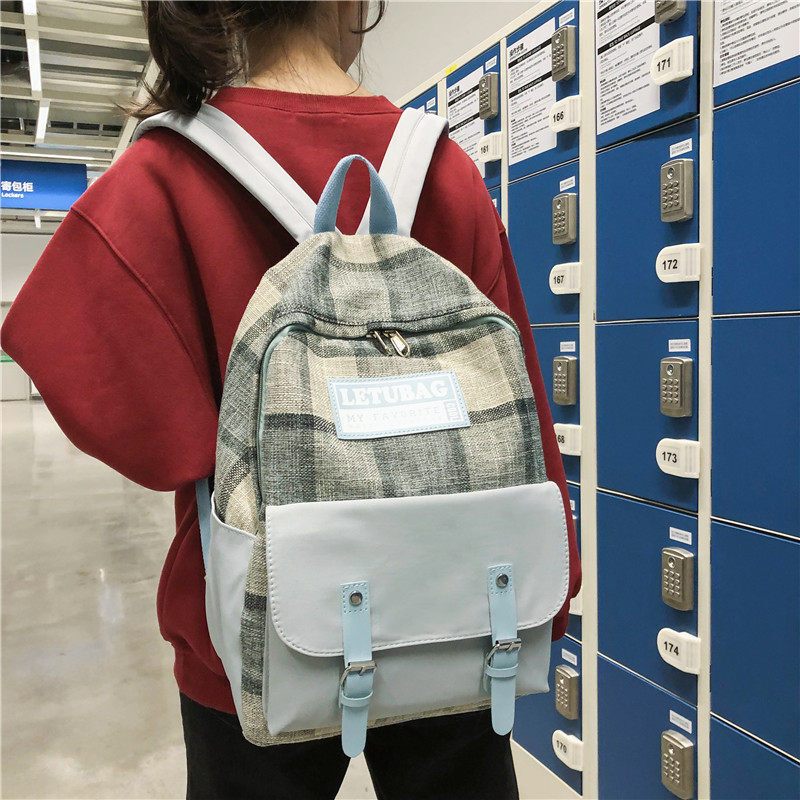 爵壹 Jueyi 女士双肩包 爵壹品牌轻奢品牌书包女韩版高中大学生背包小清新撞色百搭初中生学院风格子双肩包 价格图片品牌报价 苏宁易购爵壹箱包旗舰店