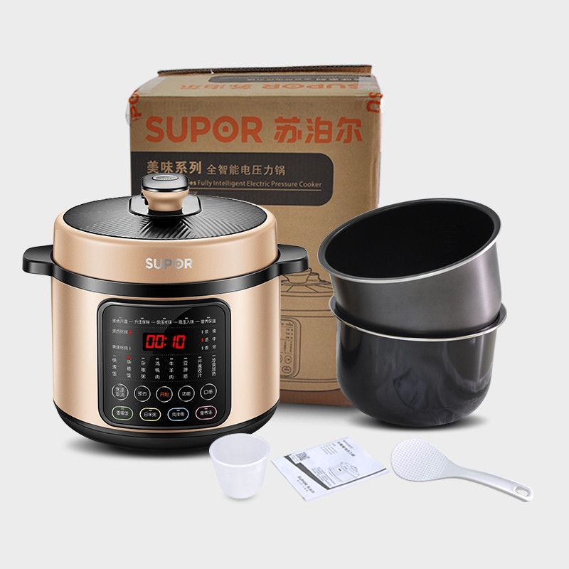 苏泊尔(SUPOR)电压力锅SY-50YC9010F 5L/升智能大容量电高压锅压力饭煲多用途不粘锅双胆彩琅内胆3-6人