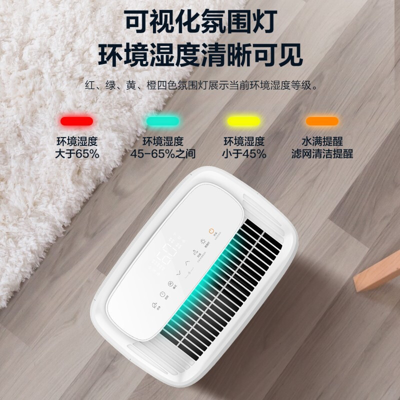 美的(midea)除湿机/抽湿机 小型智能 除湿量12升/天 吸湿器 app智控uv/正负离子净化CF12BD/DQ1高清大图