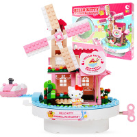 HelloKitty正版凯猫拼装乐高式积木玩具 音乐咖啡店玩具(HKL003 音乐风车餐厅)