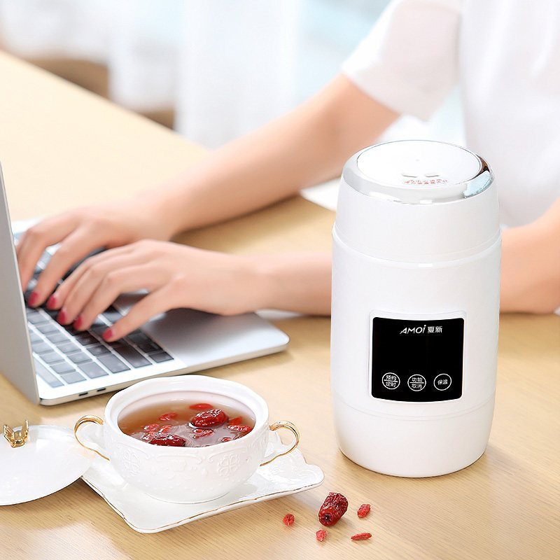 夏新(AMOI) 电热水壶迷你旅行折叠烧水壶便携式小型热水杯家用煮粥神器 耀石黑 套餐2