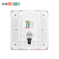公牛(BULL)装饰开关插座 86型电视电脑插座面板 墙壁电脑有线闭路电视插座G18T223(U6) 玫瑰金