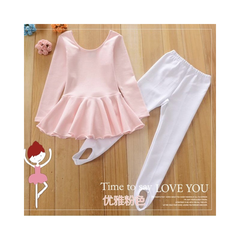 儿童舞蹈服春秋季女童加厚棉练功服套装女孩连体服幼儿芭蕾舞裙