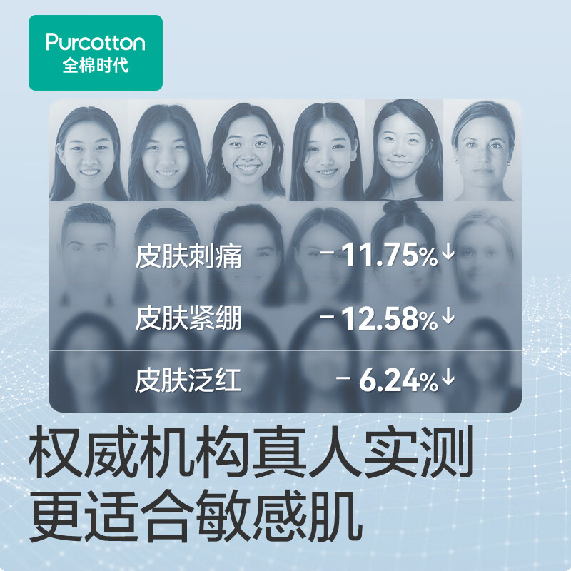 全棉时代(PurCotton)全棉柔肤洗脸巾加厚平纹便携装20抽*6包高清大图