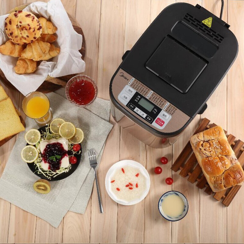 美的（Midea）面包机 早餐机 和面机 烤面包机 多功能全自动家用双撒料智能面包机 ESC1510