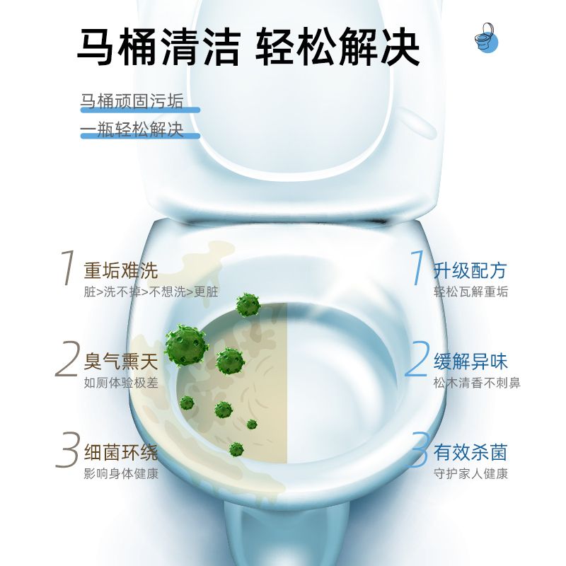 氧乐哆500ml*5瓶 家用马桶洁厕剂洁厕灵洁厕宝清香型厕所清洁杀菌官方正品旗舰店