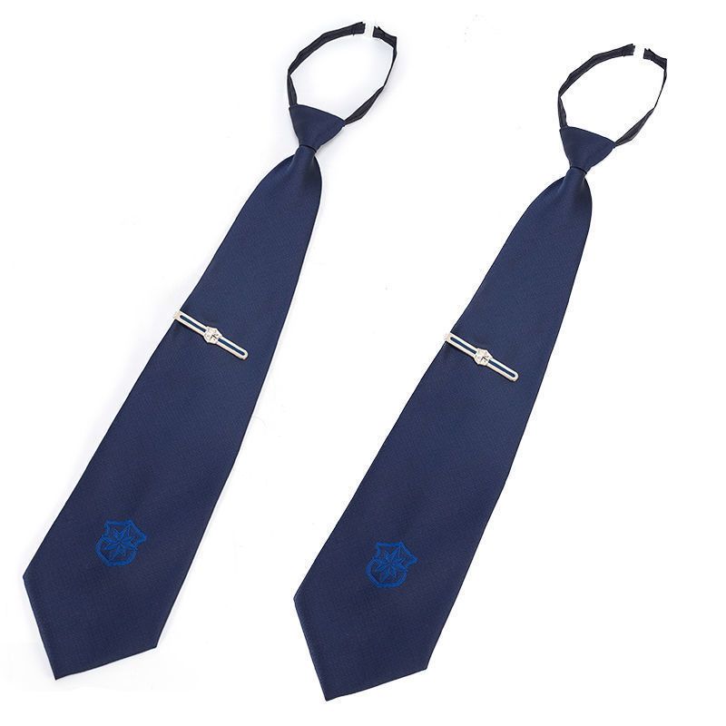保安领带藏蓝领带新款黑色领带物业安保门卫制服领带保安拉链领带夹款