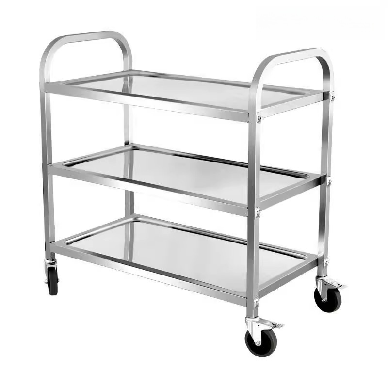 吉迎尚品 不锈钢送餐车酒店手推车 三层静音轮 个高清大图