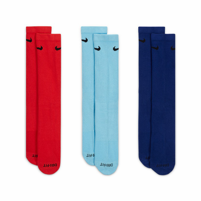 Nike/耐克袜子运动休闲速干透气男女中筒袜三双装SX6891-925 Z SX6891-925 M