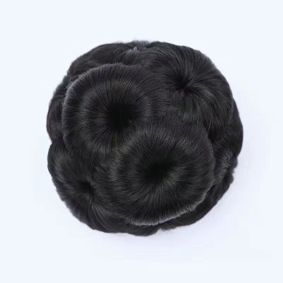 假发发包盘头花苞发饰绑带式九朵花丸子头盘发器卷发包五色发圈 黑色 发包