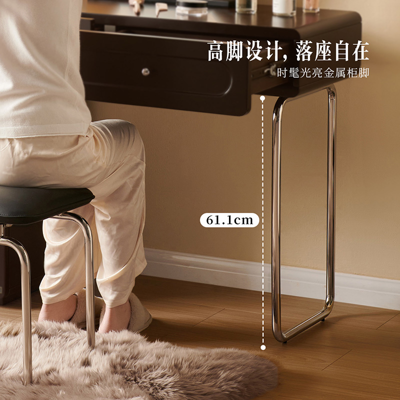 全友家居法式复古伸缩梳妆台斗柜一体化妆桌小型高级化妆收纳台高清大图