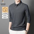 啄木鸟秋冬季假两件Polo衫男士爸爸装长袖打底上衣商务休闲打底衫