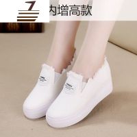 尗卡新款帆布鞋女韩版内增高小白鞋一脚蹬套脚懒人厚底松糕休闲鞋