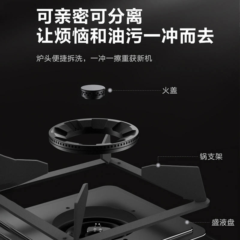 华帝(vatti)4.5KW大火力可调节燃气灶液化气台嵌式两用双眼灶炉头离子熄火钢化玻璃灶台i10059B