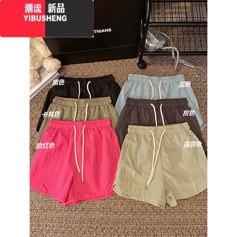 YIBUSHENG2024新款速干ins彩色多巴胺沙滩短裤季百搭宽松运动休闲裤女潮高清大图