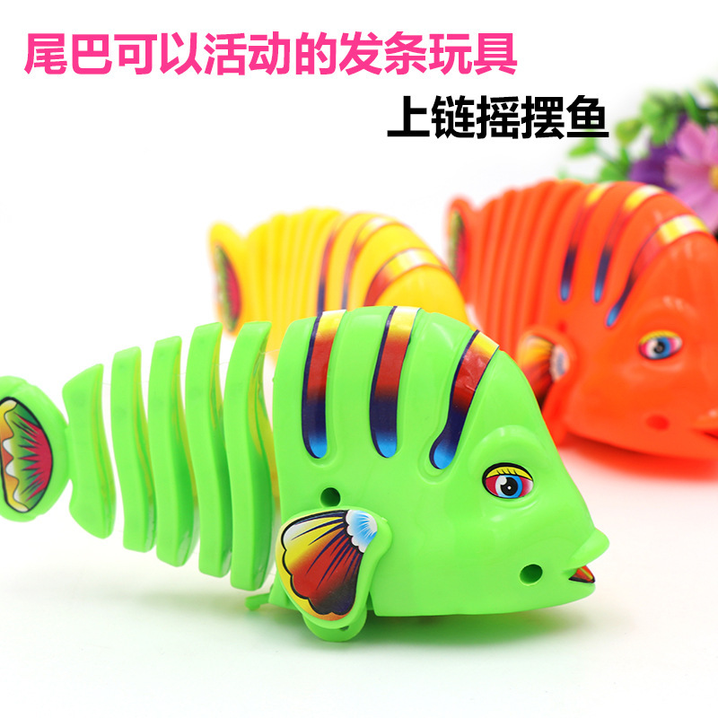 80后怀旧上弘劲上链摇摆鱼小孩婴幼儿童宝宝发条玩具|发条宠物企鹅1只[颜色随机]