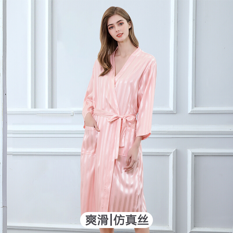 波迷娜(BOMINA)夏季长款浴袍女薄款睡袍华夫格男吸水速干浴衣院酒店情侣睡衣