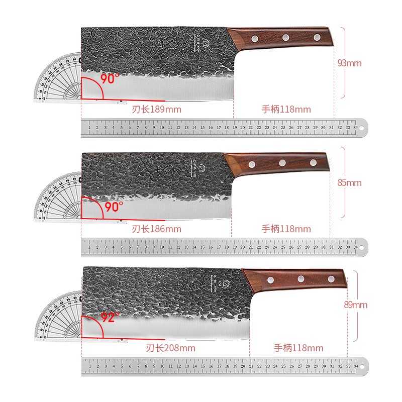十八子作手工锻打专业厨师刀具 紫檀木菜刀本源2号桑刀S339-S2高清大图