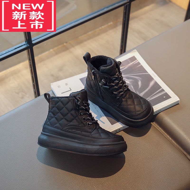 可莉允2022新款冬季雪地靴儿童二棉鞋加绒加厚男童英伦风棉鞋女童鞋短靴图片