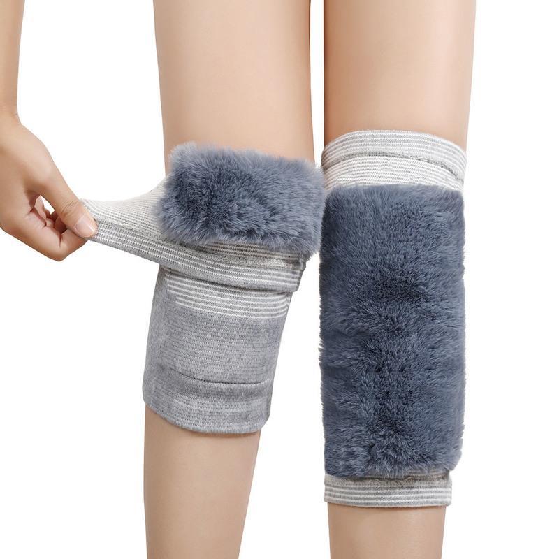 冬季仿獭兔毛护膝保暖老寒腿防寒男女士老人护膝盖保暖骑车加绒厚仿