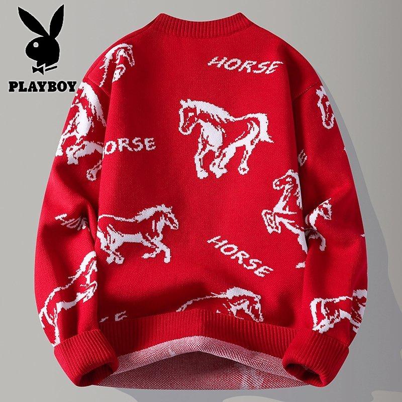 花花公子新款高品质【新款】2025年秋冬款圆领针织毛衣男_895_45高清大图