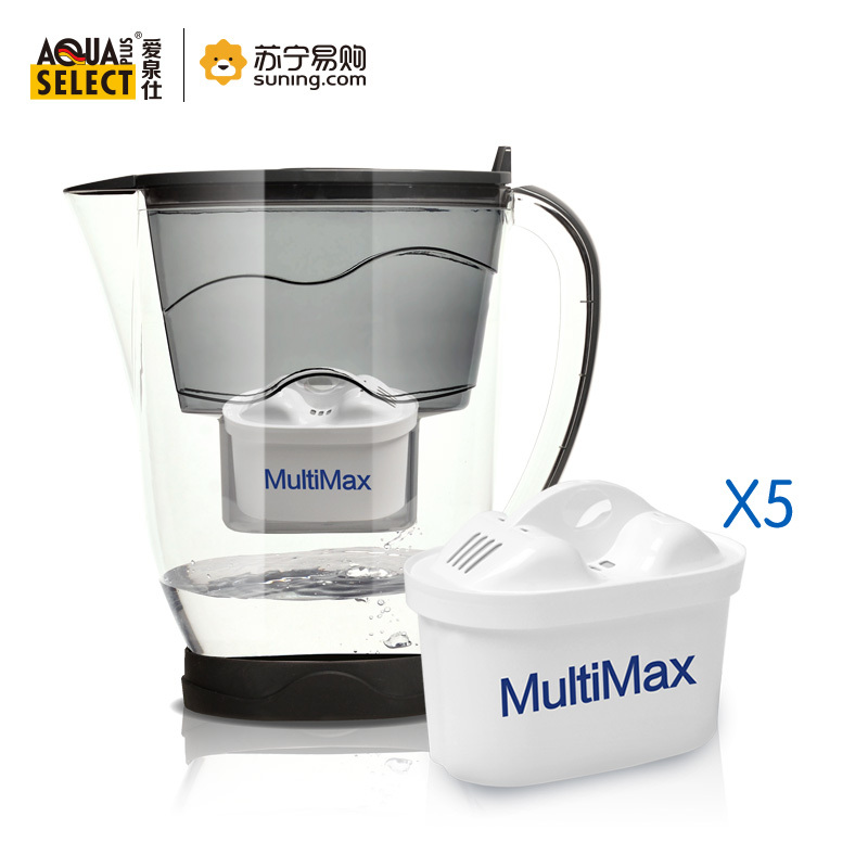 爱泉仕 Aqua Select 净水壶 炫彩灰whale-BL 3.5L/升 复合超滤净水壶 滤水无碳粉 3-5人