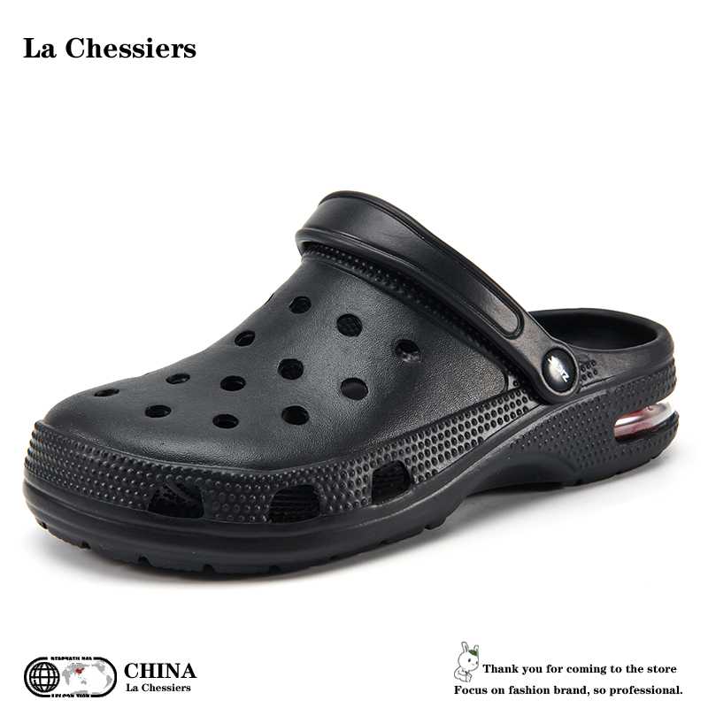 La Chessiers洞洞鞋男休闲两穿凉鞋防滑包头拖鞋夏季新品外穿家居潮流男士气垫凉拖
