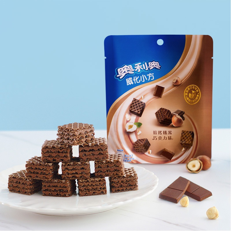 亿滋 奥利奥威化小方焙烤榛果巧克力味42g休闲儿童小零食饼干