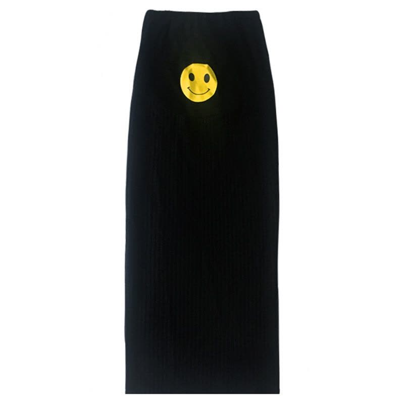 迪鲁奥(DILUAO)YXXM 孕妇装 孕妇裙春秋新款时尚潮妈外穿韩版弹力托腹裙半身裙长裙笑脸印花针织裙孕妇裙装 531图片