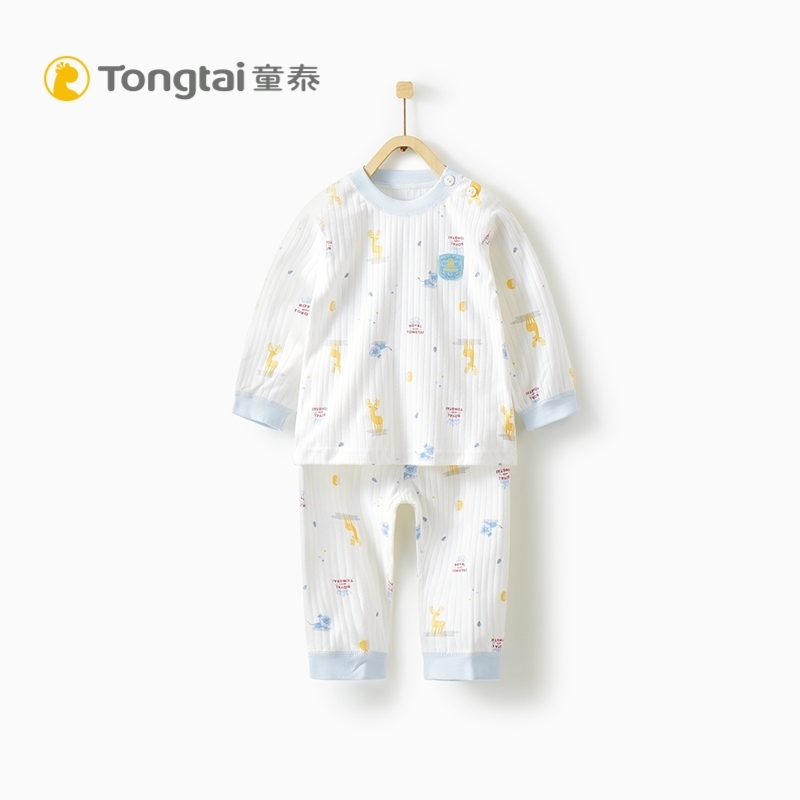 童泰TONGTAI婴儿纯棉肩开内衣套装6-24个月-3岁宝宝套头上衣裤子两件套