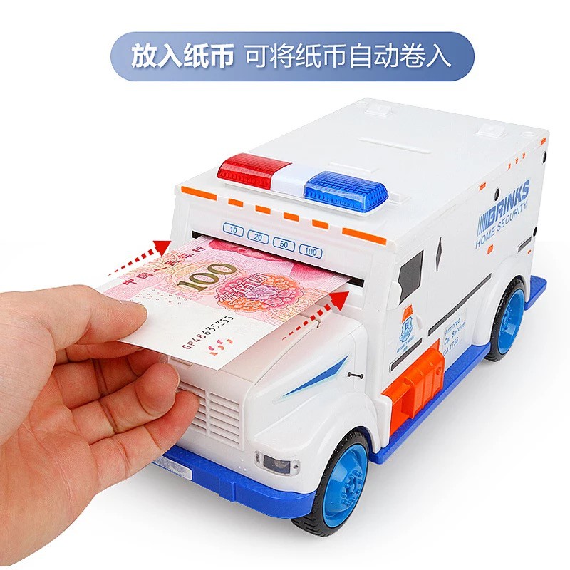 存钱罐儿童小孩男孩小汽车悍马运钞车玩具的存款机密码箱储钱储蓄 三维工匠 [电池版]悍马[黑色]指纹感应❤九大功能储蓄罐高清大图
