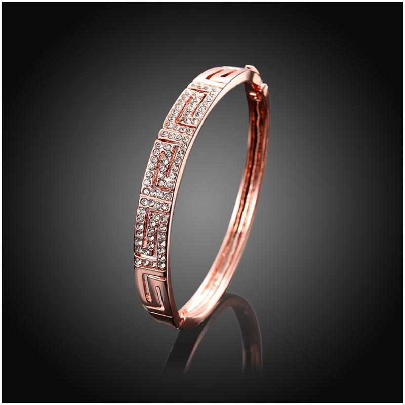 Z004 Women Gold Bracelet 女士水晶手镯镀18K玫瑰金日韩首饰配饰送女朋友七夕情人节礼物
