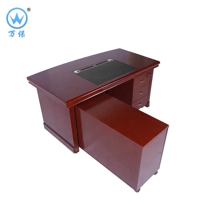 <万保>油漆办公桌 办公家具 电脑桌 现代中式油漆办公桌 实木铁皮老板桌 油漆班台 带副柜大班台 经理桌