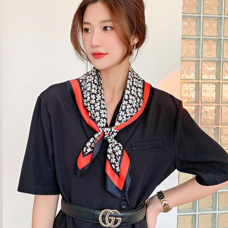 小方巾女早春韩版潮百搭丝巾夏季装饰发带搭配衬衫西装头巾旅游男线条