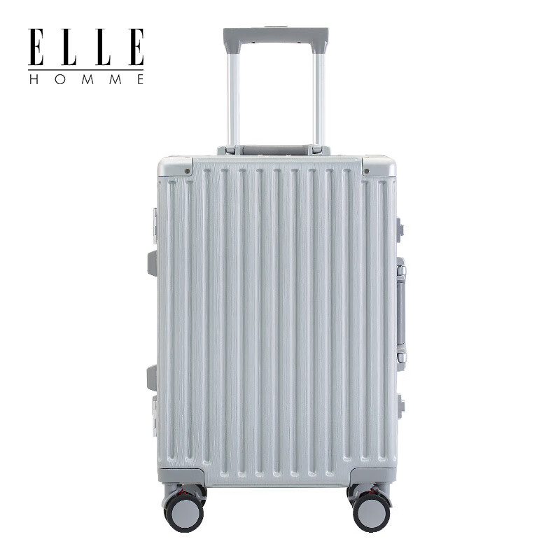 ELLE HOMME 防摔铝框万向轮密码锁旅行箱 EH231524英寸(淡雅银)(单位:只) 淡雅银