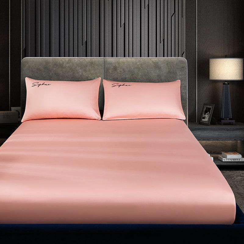 美帮汇60支贡缎床笠单件全棉全棉夏天床垫保护罩1.8m保护套床罩 湘妃粉 180x200cm-裸睡亲肤