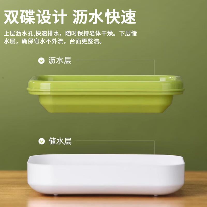 茶花(CHAHUA)肥皂盒香皂盒创意沥水免打孔带盖浴室洗衣皂盒皂架2只高清大图