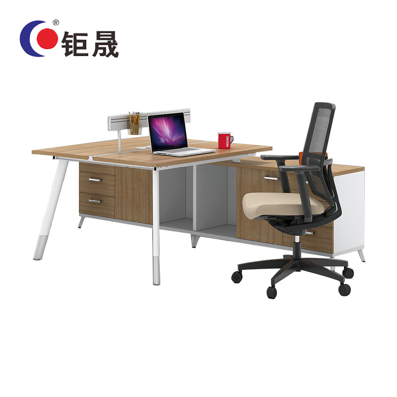 钜晟 办公桌钢架屏风职员桌1.2米两人位电脑桌带副柜JS-GZ1202A