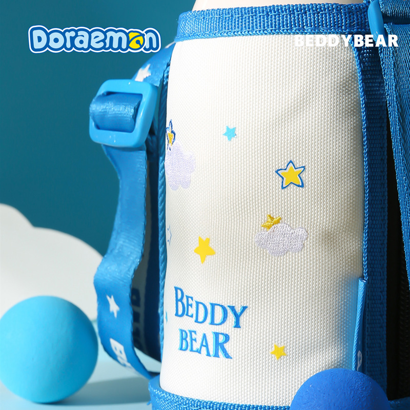 优选3D浮雕丸子款杯具熊BEDDYBEAR儿童保温杯带吸管儿童水杯316不锈钢宝宝儿童保温壶600m