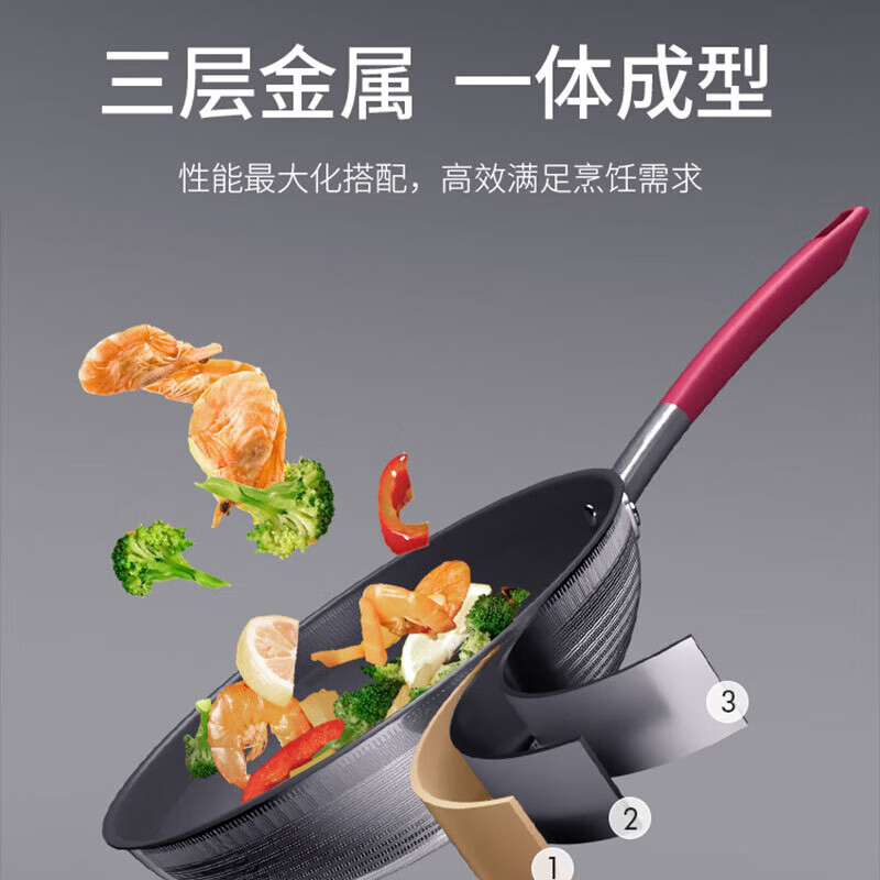 康巴赫炒锅32cm无涂层钛不粘锅电磁炉燃气灶通用KGT-C32A