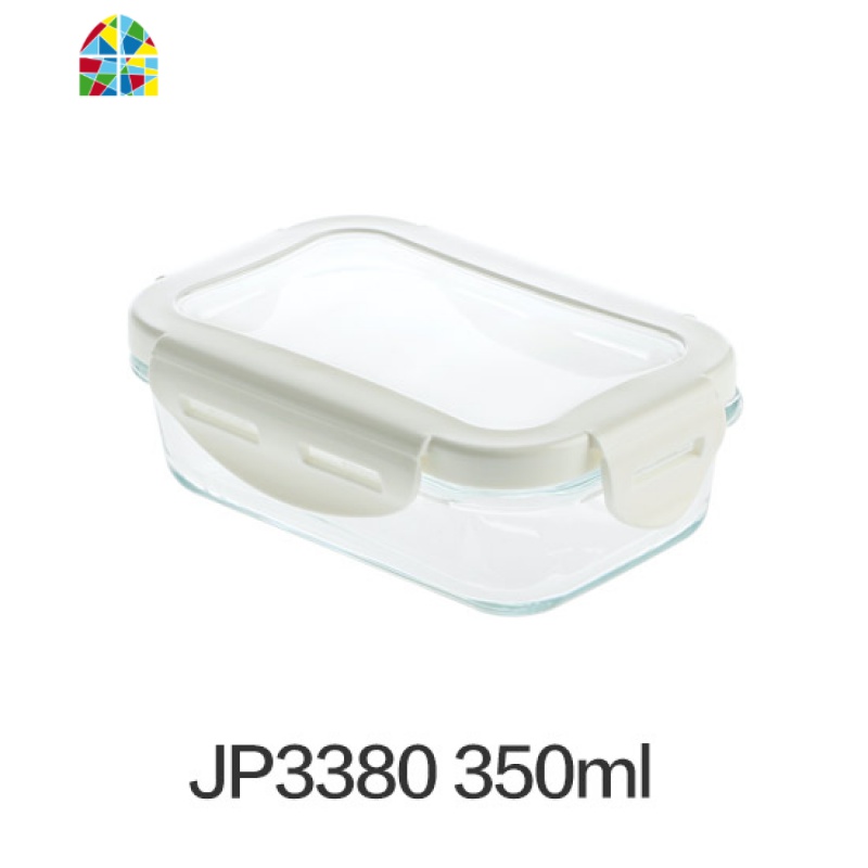 带盖玻璃饭盒微波炉专用加热碗密封水果保鲜盒上班族带饭便当盒FENGHOU JP3380350ml