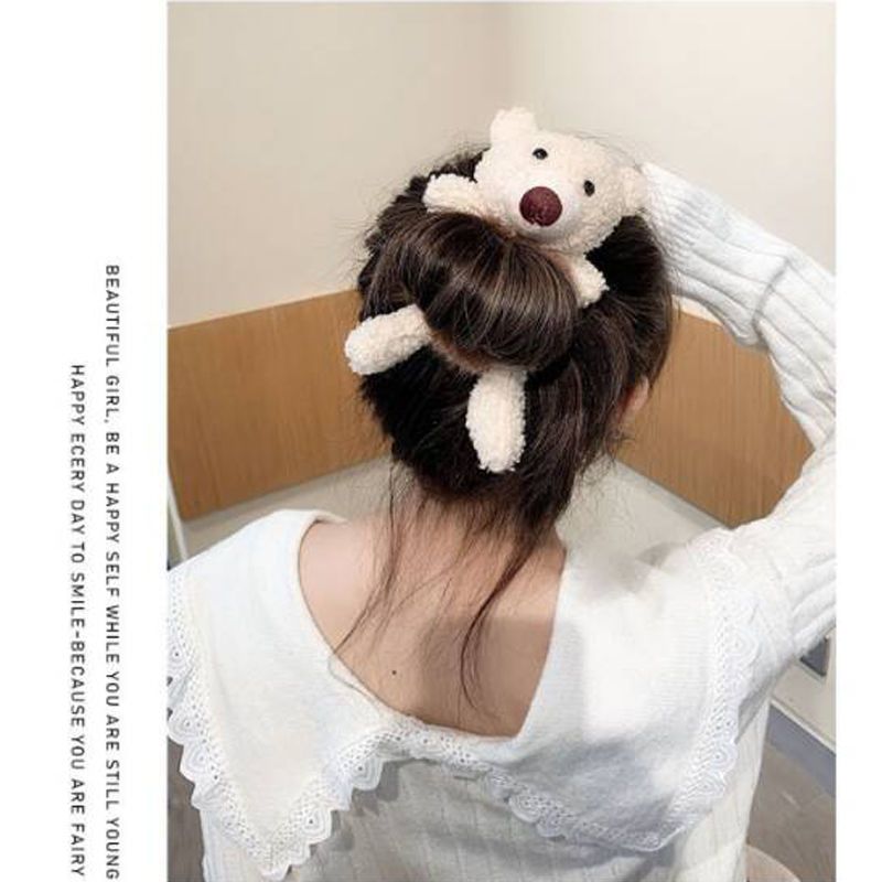 快速丸子头发饰啪啪圈神器小熊小兔毛绒头绳女孩可爱到爆炸的发圈 小兔发圈