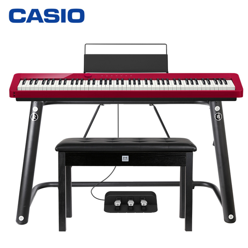 卡西欧（CASIO）电钢琴PX-S1000RD红色 纤薄便携时尚88键 智能触屏 （单机+时尚架+三踏板）