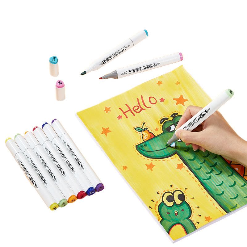 齐心 ZYMK07-12 大三角杆双头马克笔 1.0-6.0mm 配 12色/桶图片