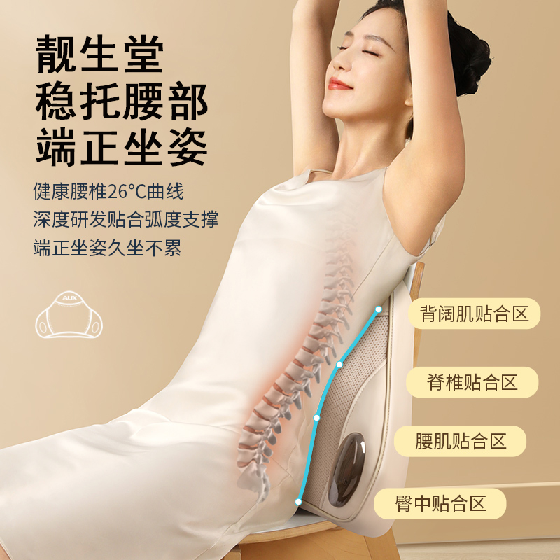 靓生堂 智能腰背按摩器颈椎背部腰部揉捏按摩仪全身自动多功能车家用靠垫神器一机多用 按摩腰靠LST-AMD635