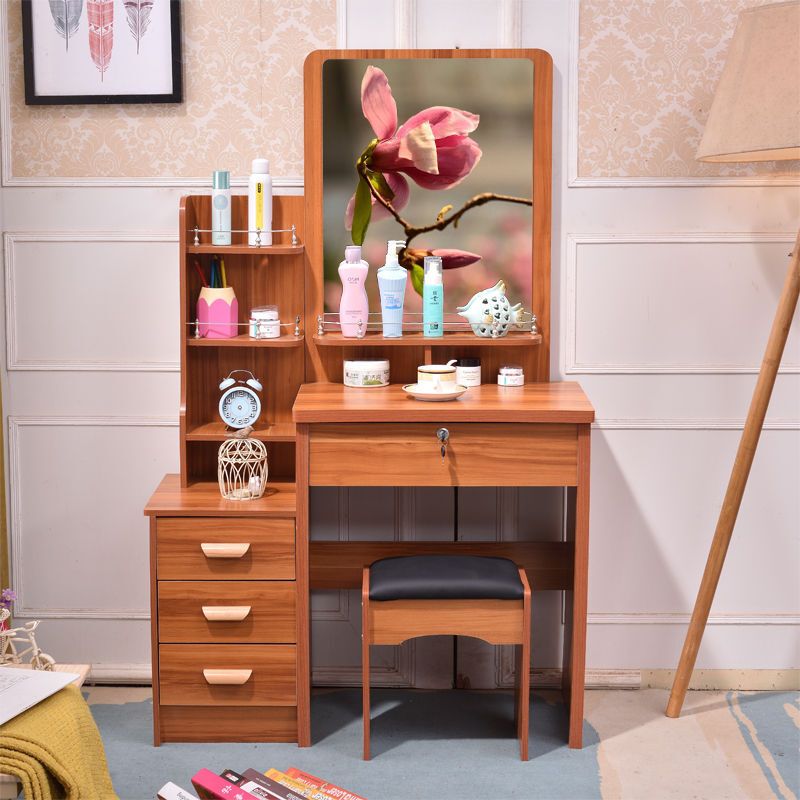 小型梳妆台多功能网红迷你简易化妆桌小户型卧室小现代简约化妆柜桔