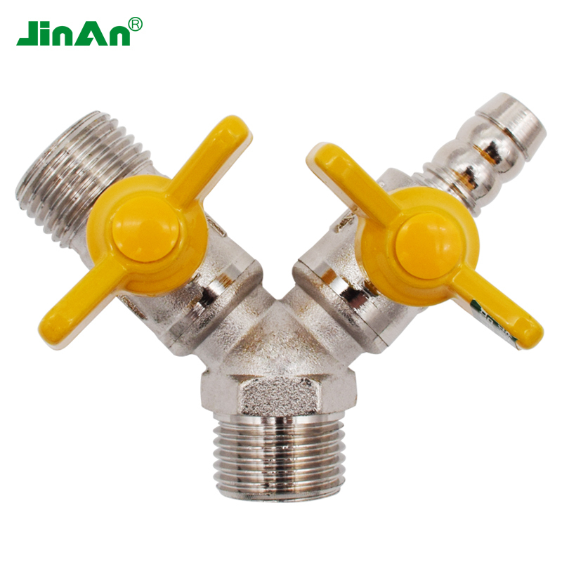 今安阀门今安燃气三通带阀门家用一分二全铜三通阀燃气热水器三通阀燃气阀4分天然气开关球阀活接外丝阀门