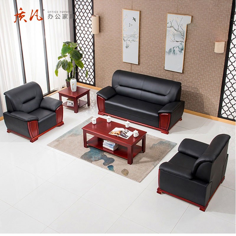 质凡现代简约西皮沙发简约接待沙发 2050*860*900mm高清大图